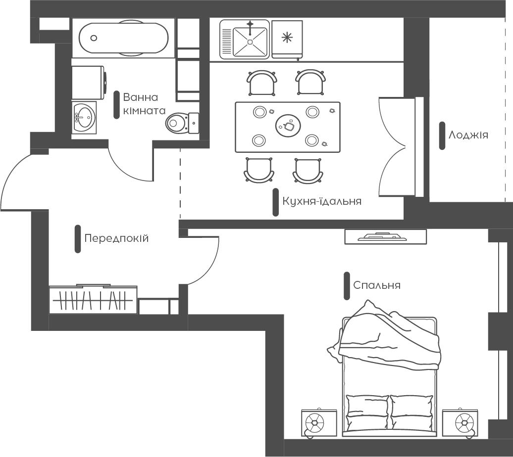 1-кімнатна 40.53 м² в ЖК Happy House від 35 950 грн/м², Київ