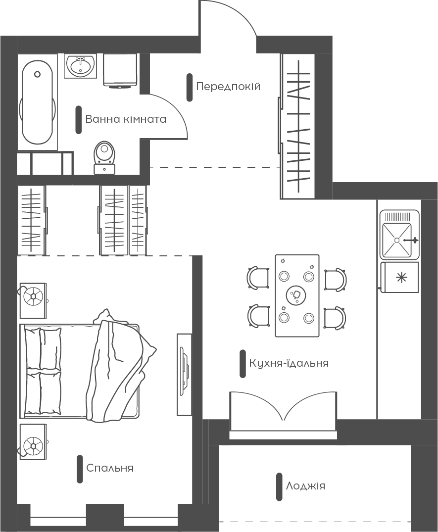 1-кімнатна 44.49 м² в ЖК Happy House від 42 650 грн/м², Київ