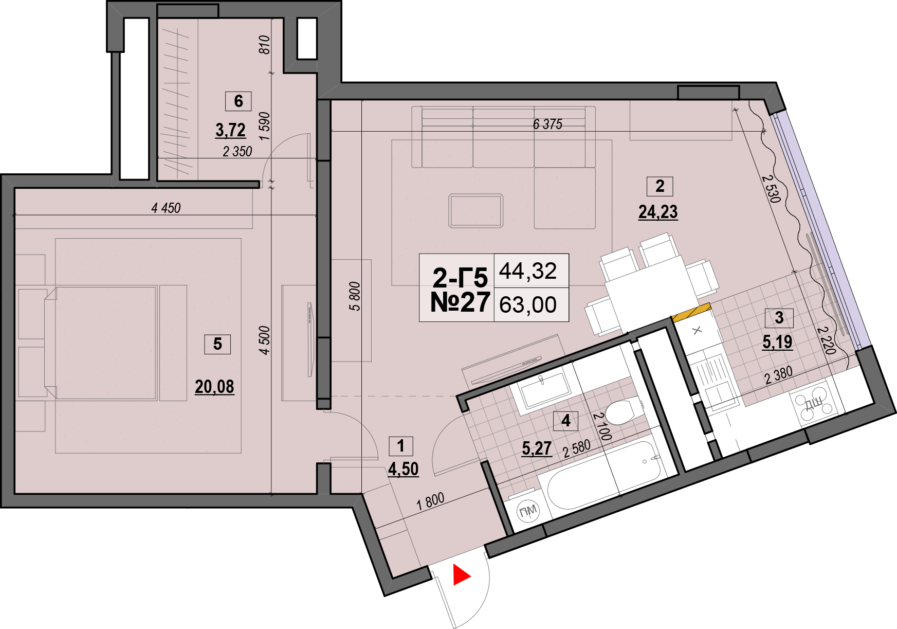 1-кімнатна 63 м² в ЖК Клубний від 28 000 грн/м², Київ