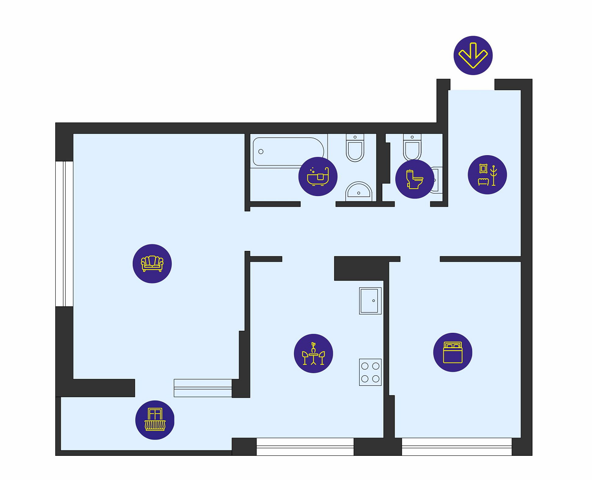 2-комнатная 65.3 м² в ЖК Урловский-1 от 29 850 грн/м², Киев