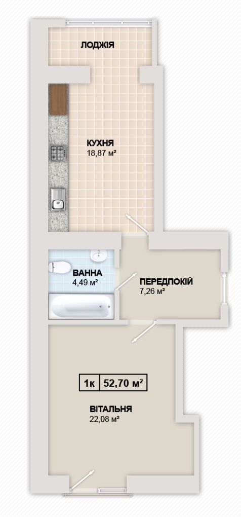 1-комнатная 52.7 м² в ЖК Містечко Козацьке от 12 300 грн/м², Ивано-Франковск