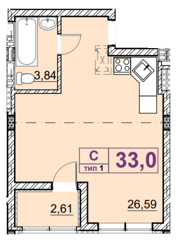 1-кімнатна 33 м² в ЖК Ідея від 19 000 грн/м², с. Гнідин