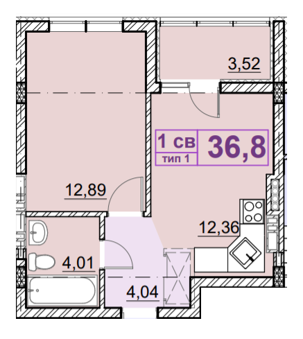 1-кімнатна 36.8 м² в ЖК Ідея від 19 000 грн/м², с. Гнідин