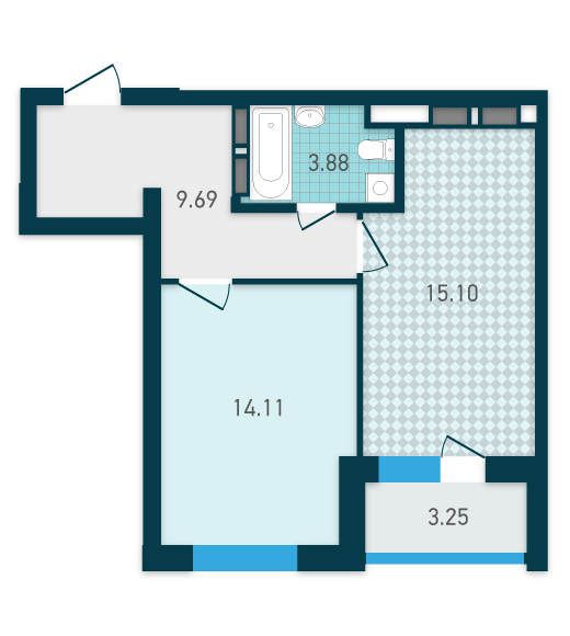 1-комнатная 46.03 м² в ЖК GENESIS от 31 530 грн/м², Киев