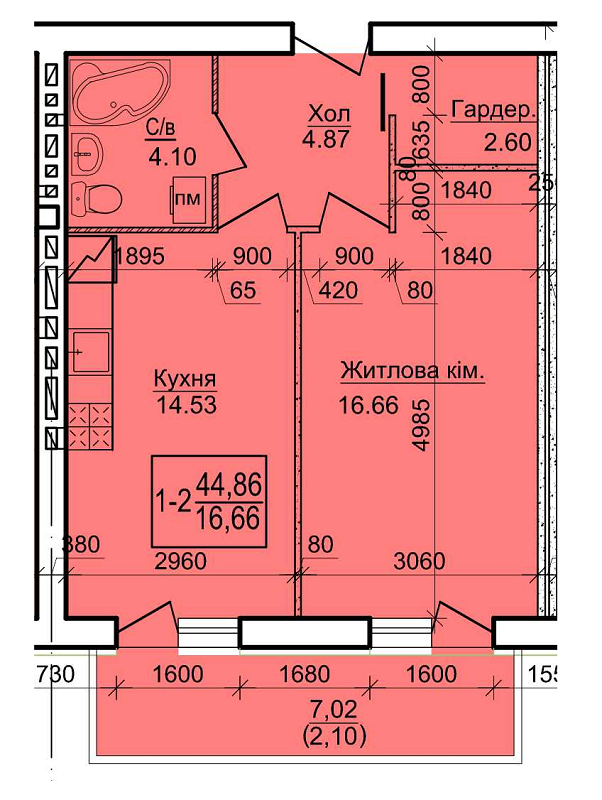 1-кімнатна 44.86 м² в ЖК Будинок №20 від 15 650 грн/м², м. Васильків