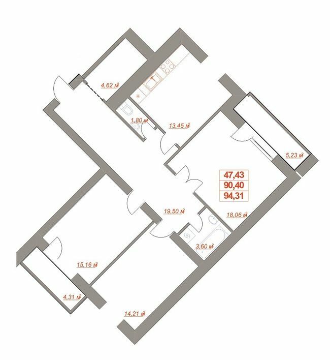 3-комнатная 94.31 м² в ЖК Ювілейний от 11 400 грн/м², Ивано-Франковск