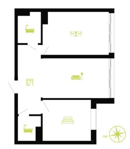 2-комнатная 59 м² в ЖК Паркова алея от 14 000 грн/м², Ивано-Франковск