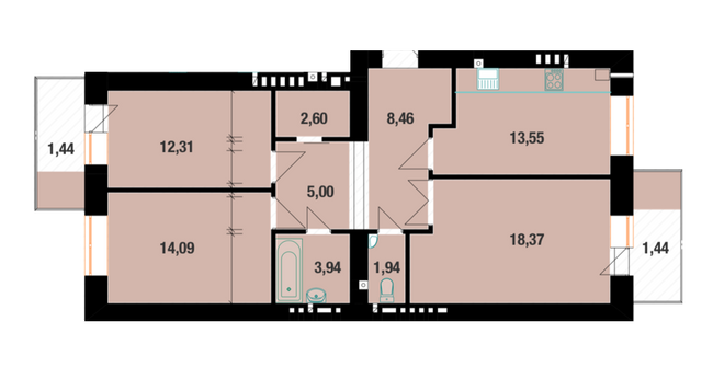 3-комнатная 83.15 м² в ЖК Dream Town от застройщика, Ивано-Франковск