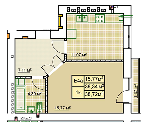 1-комнатная 38.72 м² в ЖК Millennium от 12 100 грн/м², Ивано-Франковск