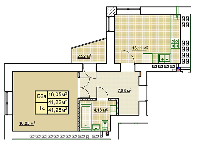 1-комнатная 41.98 м² в ЖК Millennium от 12 400 грн/м², Ивано-Франковск