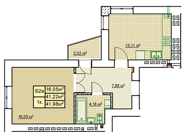 1-кімнатна 41.98 м² в ЖК Millennium від 12 400 грн/м², Івано-Франківськ