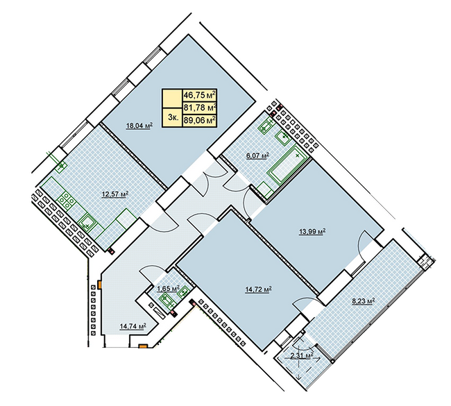 3-комнатная 89.06 м² в ЖК Millennium от 13 700 грн/м², Ивано-Франковск
