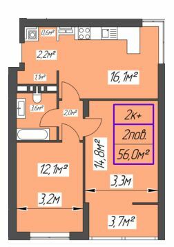 2-комнатная 56 м² в ЖК Millennium от 13 800 грн/м², Ивано-Франковск