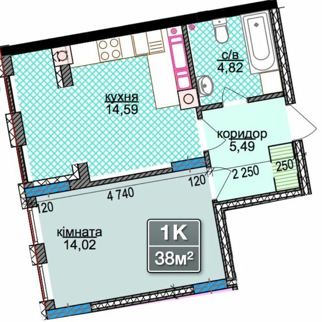 1-комнатная 38 м² в ЖК River Park 3 от застройщика, Ивано-Франковск