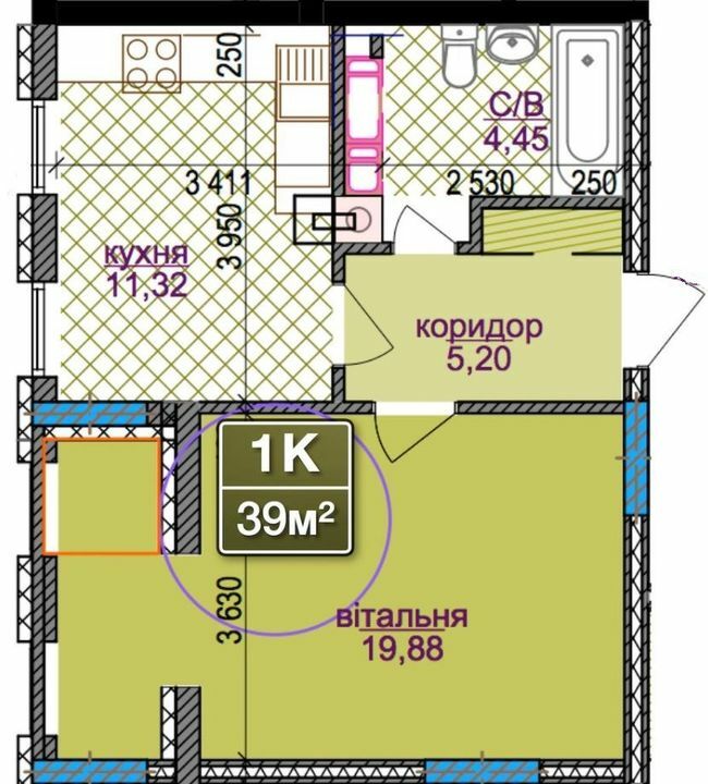 1-комнатная 39 м² в ЖК River Park 3 от застройщика, Ивано-Франковск