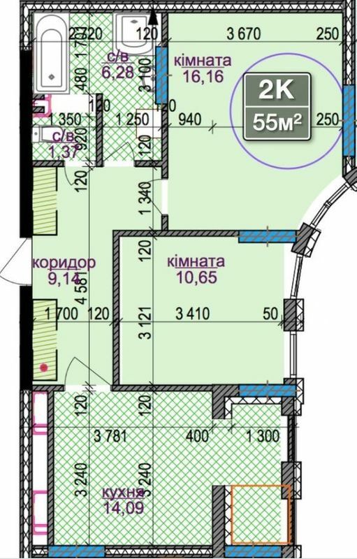 2-комнатная 55 м² в ЖК River Park 3 от застройщика, Ивано-Франковск