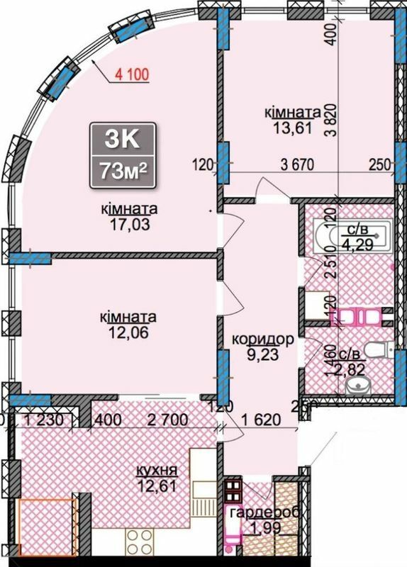 3-кімнатна 73 м² в ЖК River Park 3 від забудовника, Івано-Франківськ