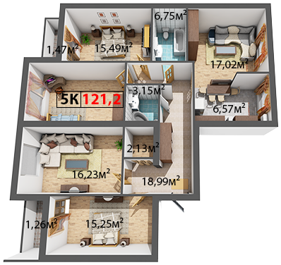 5+ комнат 121.2 м² в ЖК Галицкая Академия от 12 000 грн/м², Ивано-Франковск