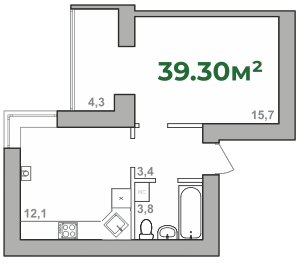 1-кімнатна 39.3 м² в ЖК Містечко Липки від 15 700 грн/м², Івано-Франківськ