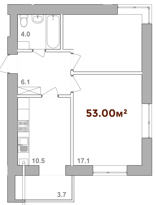 2-кімнатна 53 м² в ЖК Опришівська Слобода від 11 700 грн/м², Івано-Франківськ