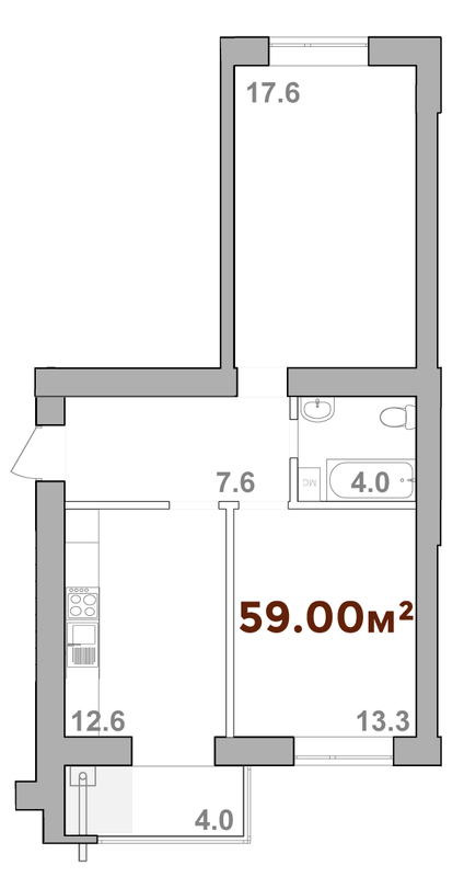 2-кімнатна 59 м² в ЖК Опришівська Слобода від 9 600 грн/м², Івано-Франківськ