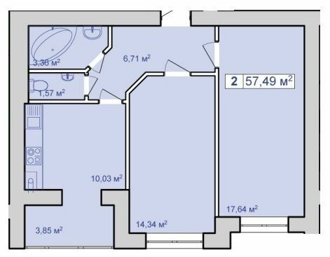 2-кімнатна 57.49 м² в ЖК Парковий маєток від 9 600 грн/м², Івано-Франківськ