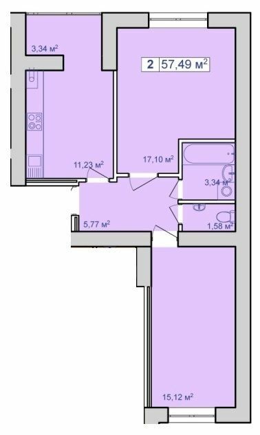 2-кімнатна 57.49 м² в ЖК Парковий маєток від 9 600 грн/м², Івано-Франківськ