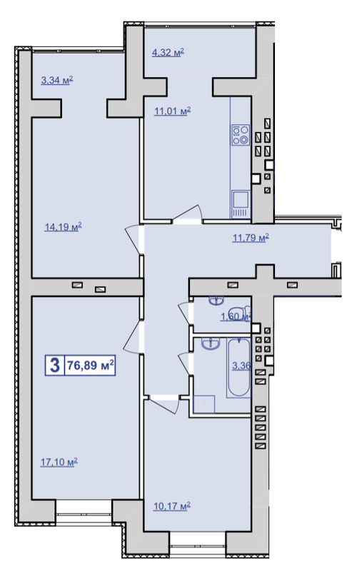 3-комнатная 76.89 м² в ЖК Парковий маєток от 9 600 грн/м², Ивано-Франковск