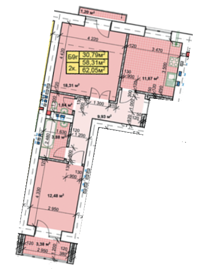 2-комнатная 62.05 м² в ЖК Парковый городок от 14 000 грн/м², Ивано-Франковск