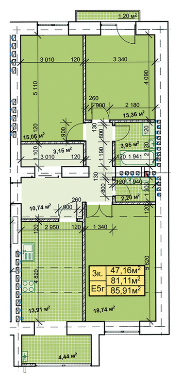 3-комнатная 85.91 м² в ЖК Парковый городок от 14 500 грн/м², Ивано-Франковск