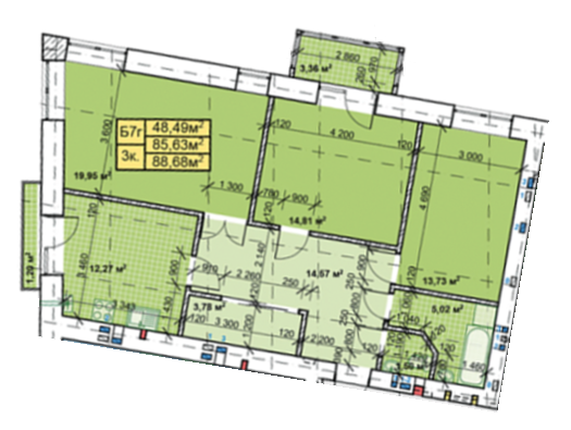 3-комнатная 88.68 м² в ЖК Парковый городок от 14 000 грн/м², Ивано-Франковск