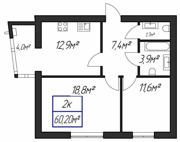 2-комнатная 60.2 м² в ЖК Парковый городок от 15 100 грн/м², Ивано-Франковск