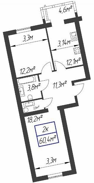 2-комнатная 60.4 м² в ЖК Парковый городок от 15 100 грн/м², Ивано-Франковск