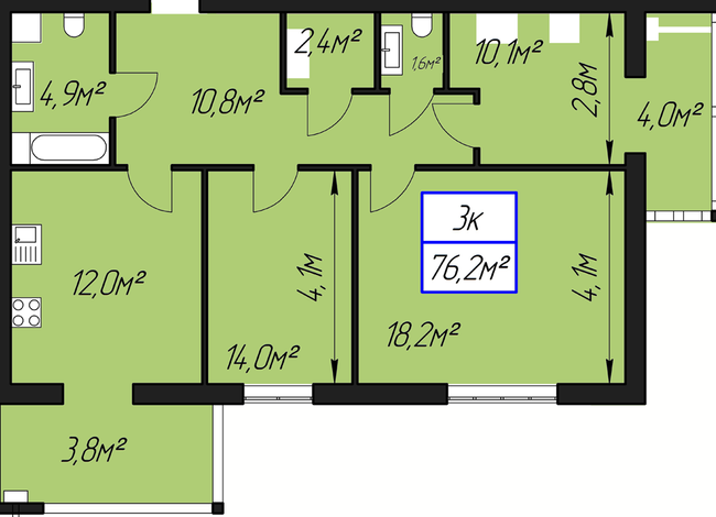 3-кімнатна 76.2 м² в ЖК Паркове містечко від 13 200 грн/м², Івано-Франківськ