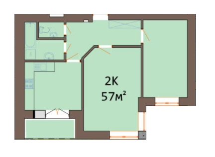 2-комнатная 58 м² в ЖК Затишна оселя от 11 500 грн/м², с. Волчинец