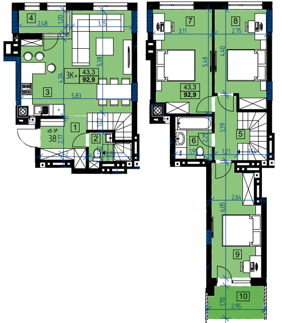 Дворівнева 92.9 м² в ЖК Auroom City від 21 100 грн/м², Львів