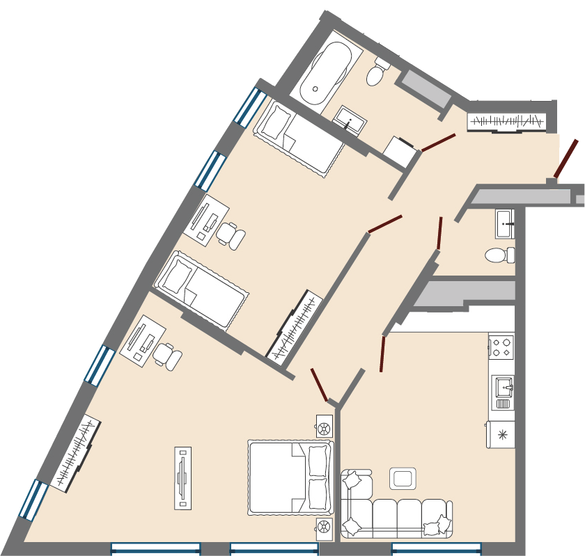 2-комнатная 81.62 м² в ЖК Greenville Park Lviv от 24 400 грн/м², Львов
