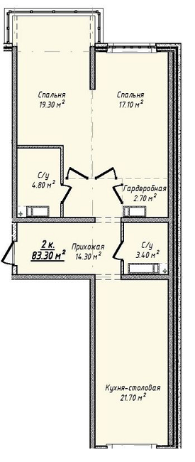 2-комнатная 83.3 м² в ЖК Mandarin ART от 32 100 грн/м², Одесса
