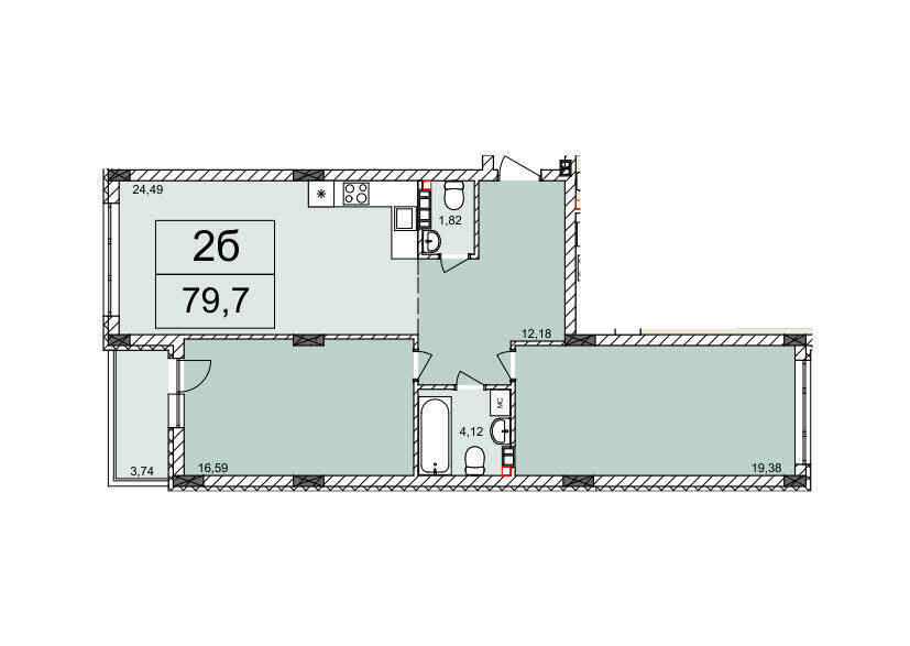 2-комнатная 79.7 м² в ЖК Белый Шоколад от 21 750 грн/м², Львов