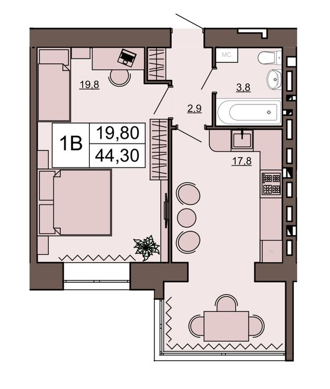 1-комнатная 44.3 м² в ЖК Шоколад от 13 500 грн/м², Ровно