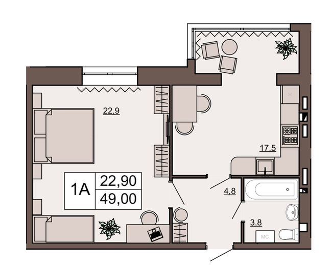 1-комнатная 49 м² в ЖК Шоколад от 15 100 грн/м², Ровно