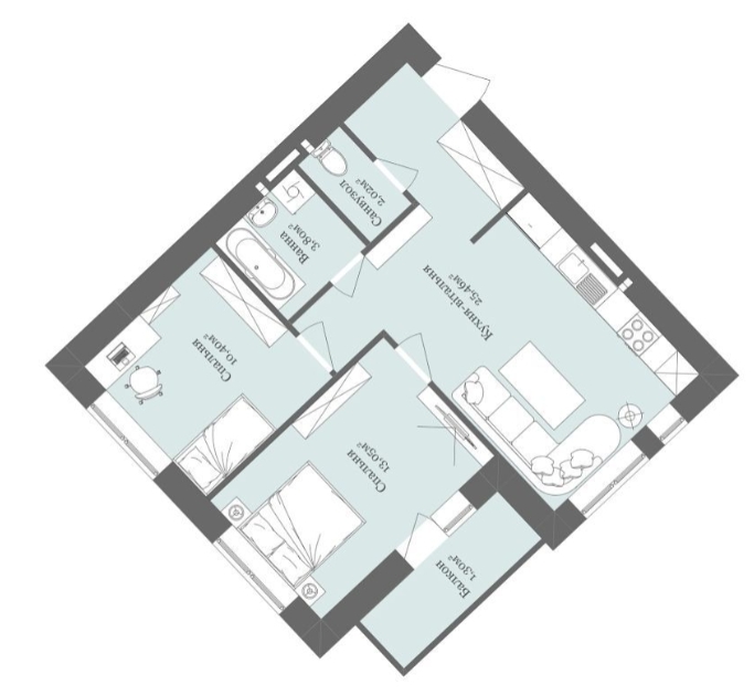 2-комнатная 56.81 м² в ЖК West Towers от 21 100 грн/м², Ужгород