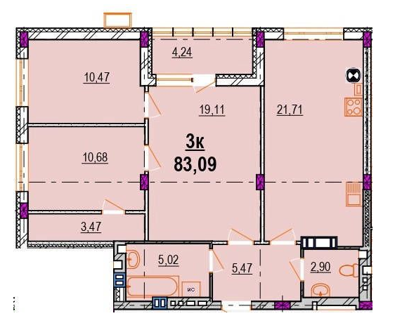 3-кімнатна 83.09 м² в ЖК Родинний маєток від 25 000 грн/м², Вінниця