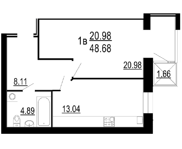 1-кімнатна 48.68 м² в ЖК Сімейний комфорт від 14 400 грн/м², Вінниця