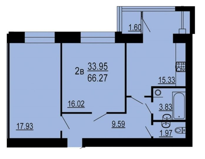 2-кімнатна 66.27 м² в ЖК Сімейний комфорт від 13 900 грн/м², Вінниця