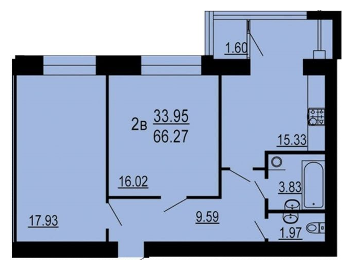 2-комнатная 66.27 м² в ЖК Семейный комфорт от 13 900 грн/м², Винница