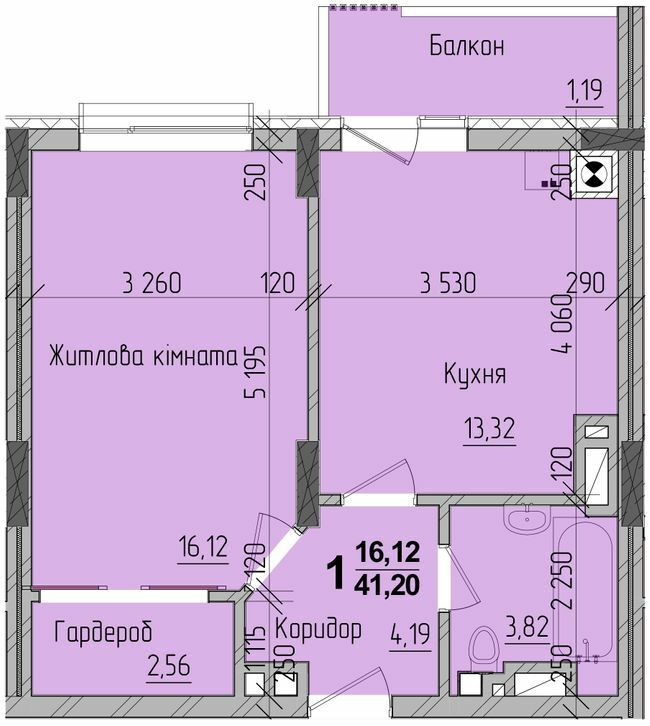 1-комнатная 41.2 м² в ЖК KromaxBud от 17 050 грн/м², Черновцы