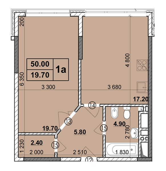 1-комнатная 50 м² в Мкрн Зоряний от 22 650 грн/м², Черновцы