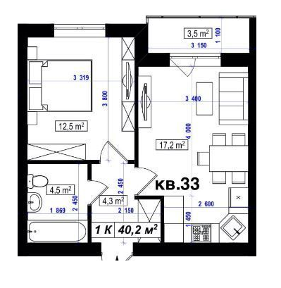 1-кімнатна 40.2 м² в ЖК Амстердам від 16 350 грн/м², с. Білогородка