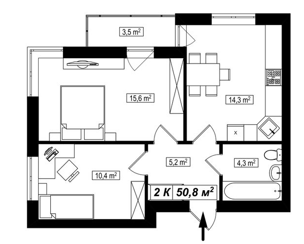 2-кімнатна 50.8 м² в ЖК Амстердам від 13 900 грн/м², с. Білогородка